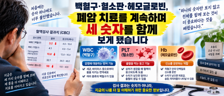 백혈구·혈소판·헤모글로빈, 폐암 치료를 계속하며 세 숫자를 함께 보게 됐습니다 5 썸네일